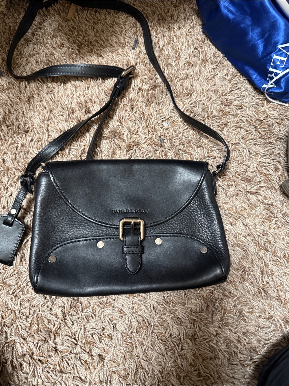 Burberry Black Leather Buckle Crossbody Bag